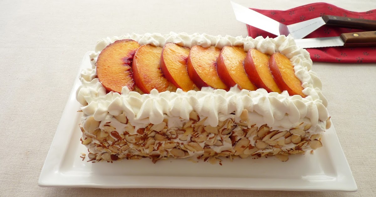 pastry studio Almond Cake with Peaches & Cream