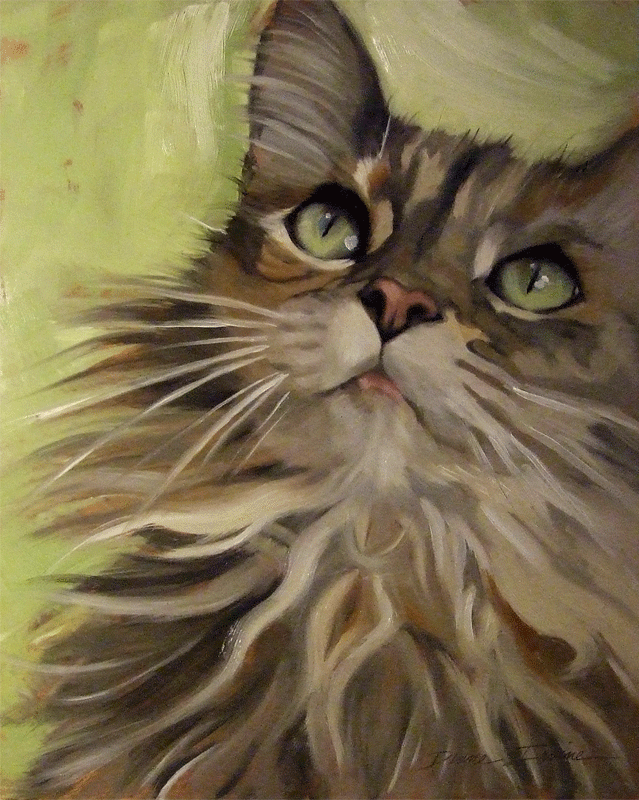 Paintings From the Parlor Fluffy Maine Coon Type Cat Paintings by