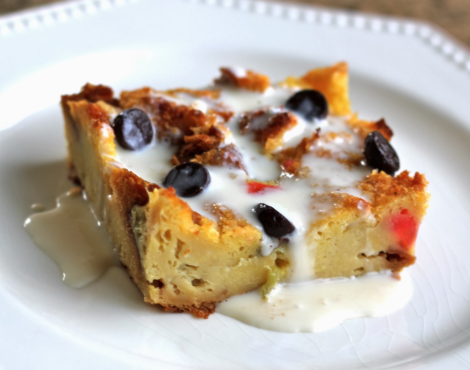 beurrista waste not... bread pudding with amaretto cream sauce