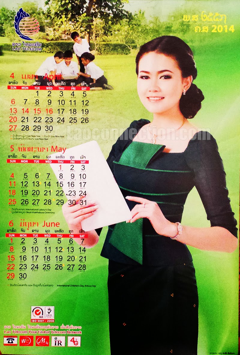 Lao 2014 Calendar Ms. April/May/June