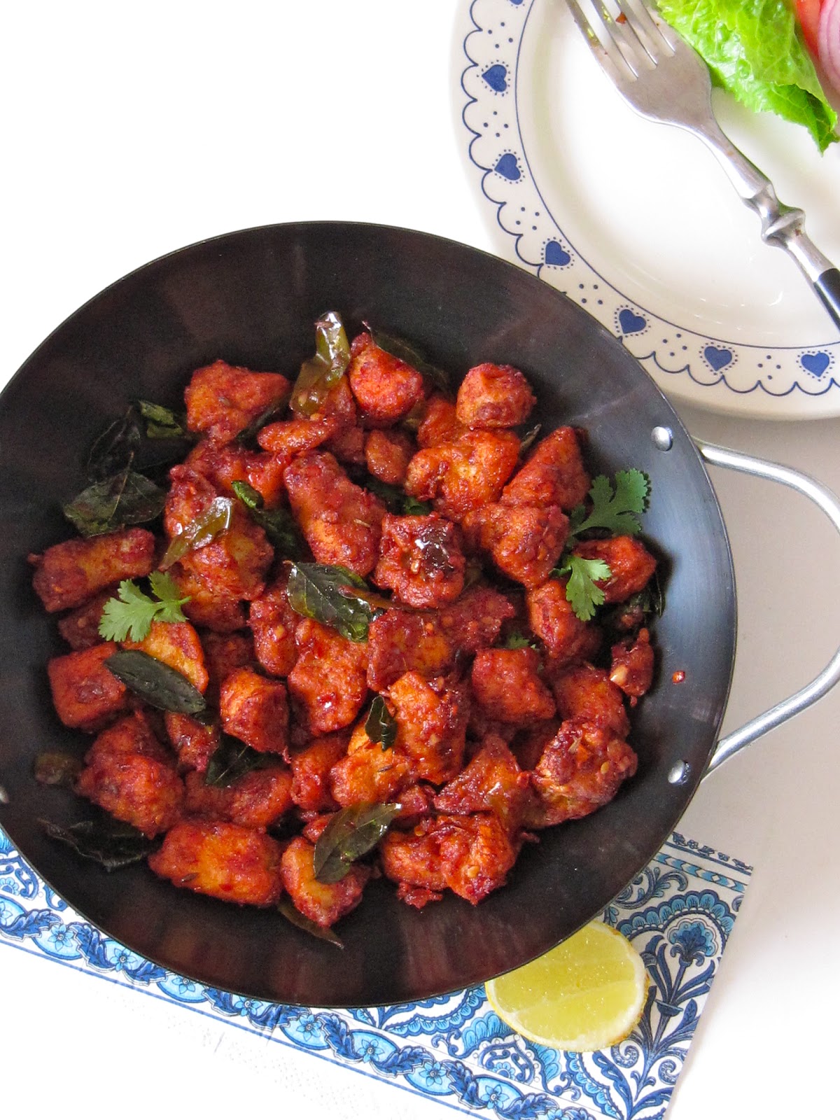 Plateful Spiced, Deepfried Chicken — Chicken 65