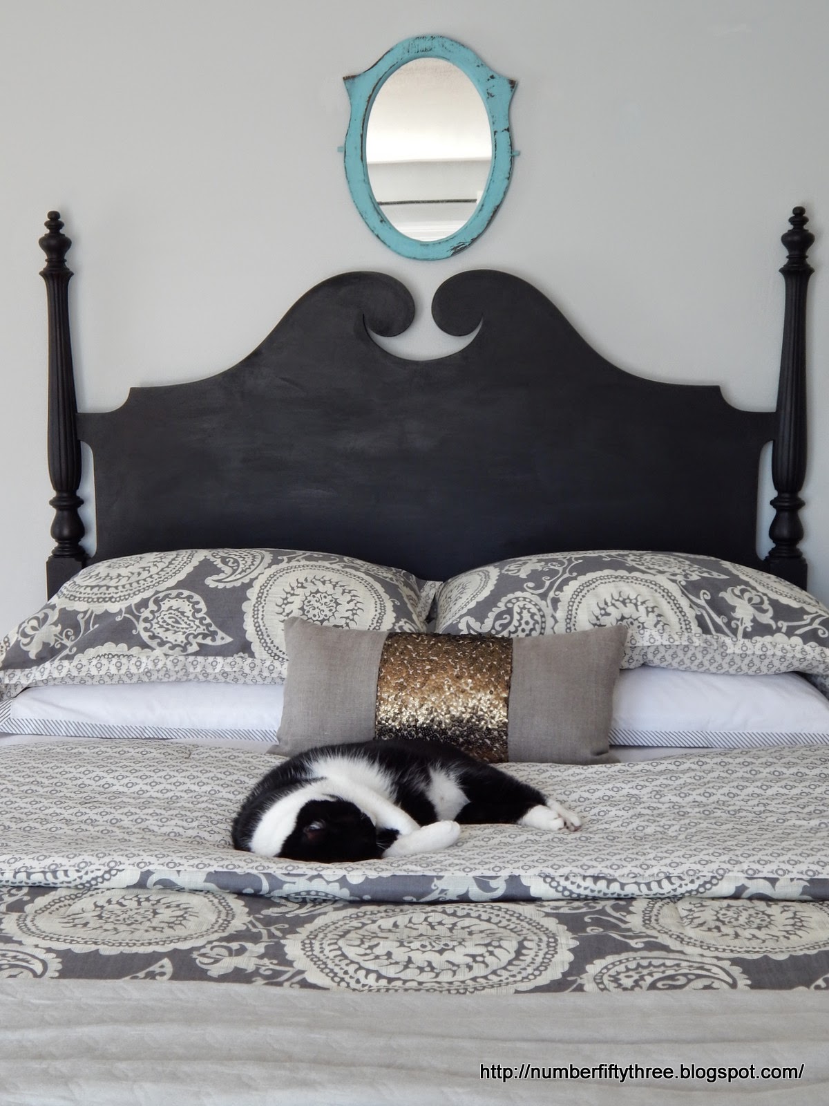 Number FiftyThree Painted Vintage Headboard & Updated Bedding