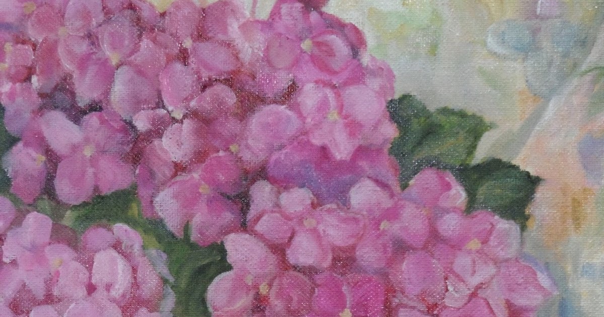 Paintings by Egretta Wells "Pink Hydrangeas Still Life"