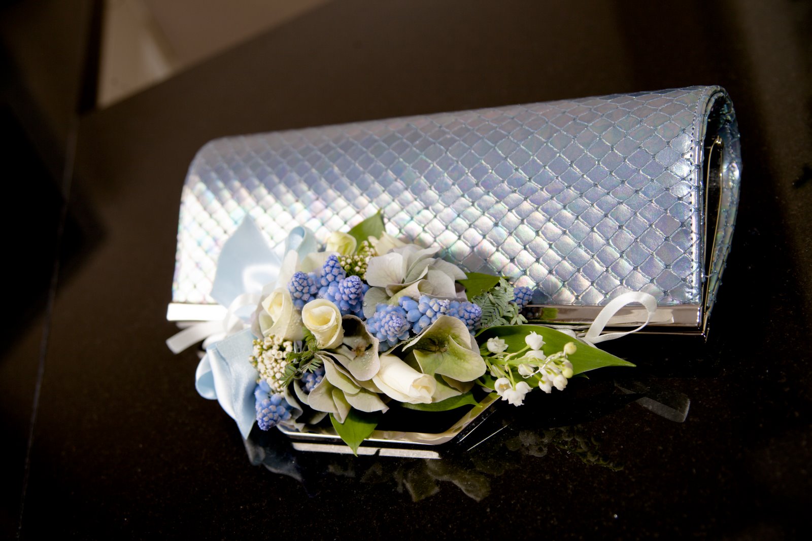 Flower Design Buttonhole & Corsage Blog Pale Blue Handbag Corsage