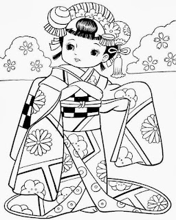 desenho de gueixa japonesa para pintar