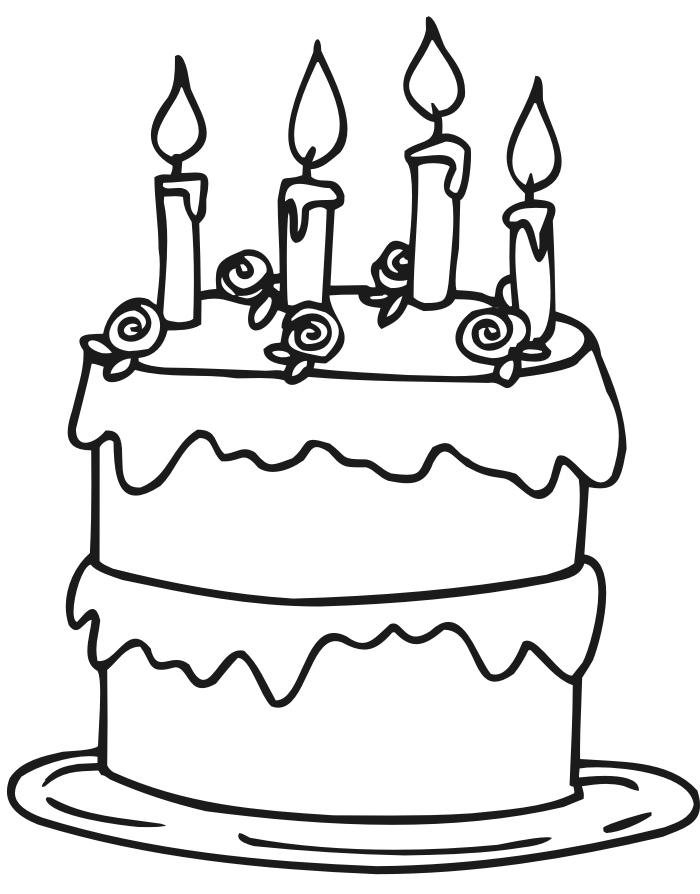 Birthday Cakes: Simple Birthday Cake Coloring Page