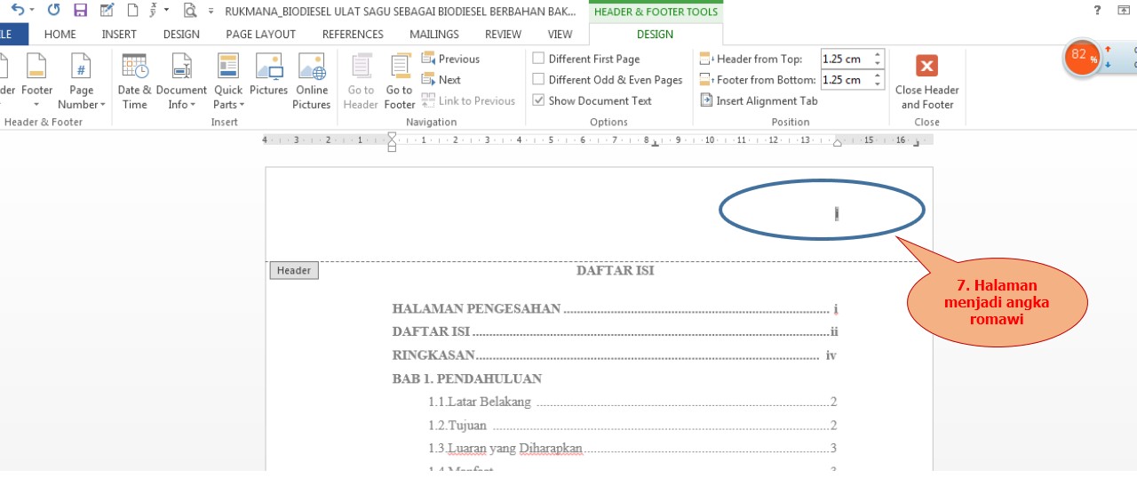 Cara Membuat Nomor Halaman (Angka Romawi Dan Angka Biasa) menggunakan
