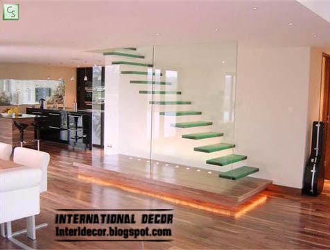 glass staircase, modern staircase design - interior stairs