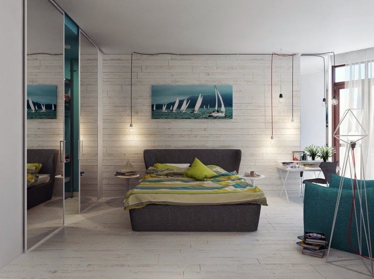 interior color schemes in green color and laminate flooring