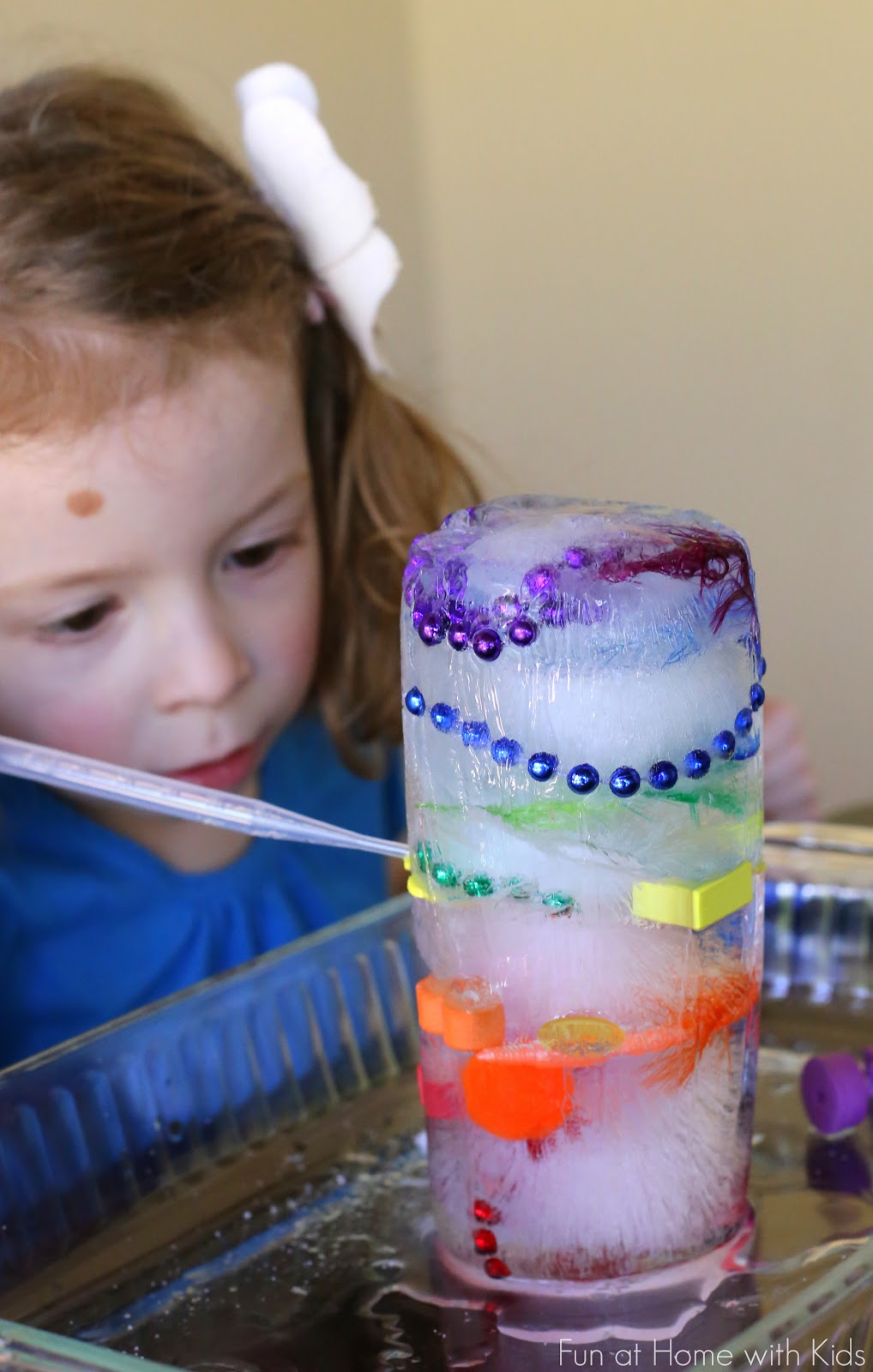 Rainbow Ice Tower Excavation from Fun at Home with Kids