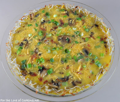 Bacon, Mushroom, and Extra Sharp Cheddar Potato Crusted Quiche