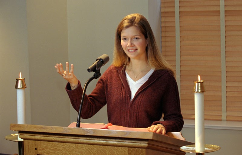 The Badger Catholic Lectors(women) reading the gospel for Palm Sunday