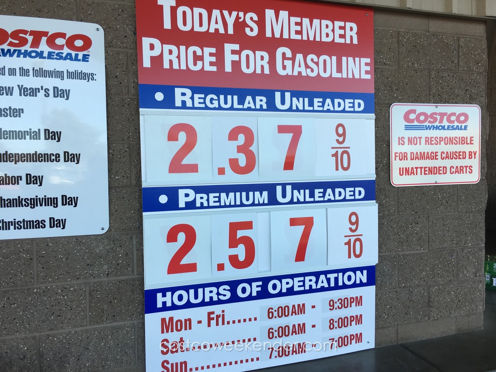 Current Costco Gas Prices (Jan 15, 2016 Redwood City, CA) Costco