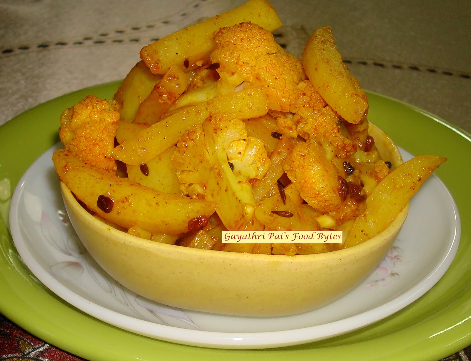 Gayathri Pai's Food Bytes Cauliflower Potato Upkari.
