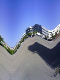 Distorted image of office building and environs (Narrative Clip)