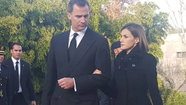 King Felipe and Queen Letizia of Spain attend a funeral ceremony on December 15, 2015 in Madrid, held for the two Spanish policemen Jorge Garcia Tudela and Isidro Gabino San Martin Hernandez