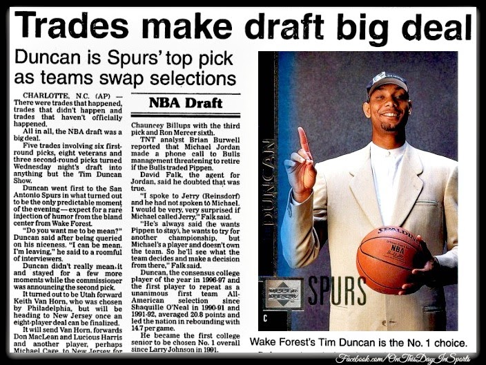 On This Day In Sports: June 25, 1997: The Spurs Take Duncan #1