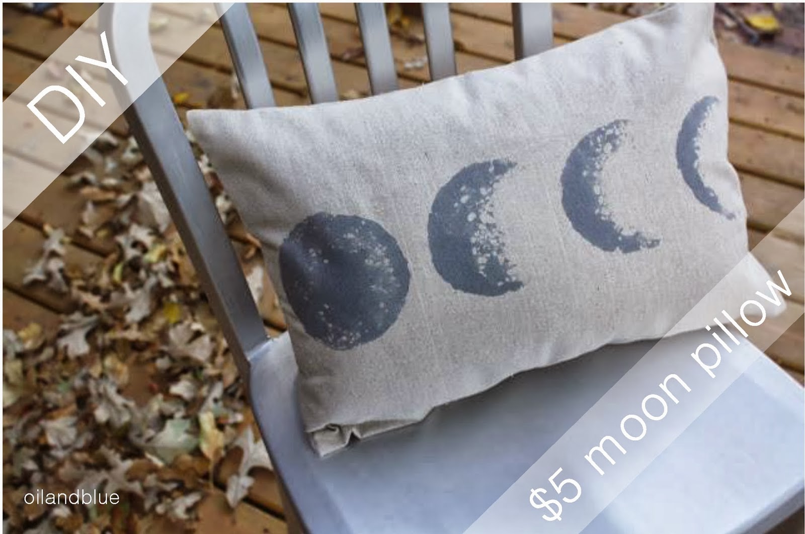 oil and blue EASY DIY SILVER MOON PHASE PILLOW under 5