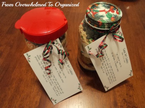 Jarred gifts in Christmas jars.