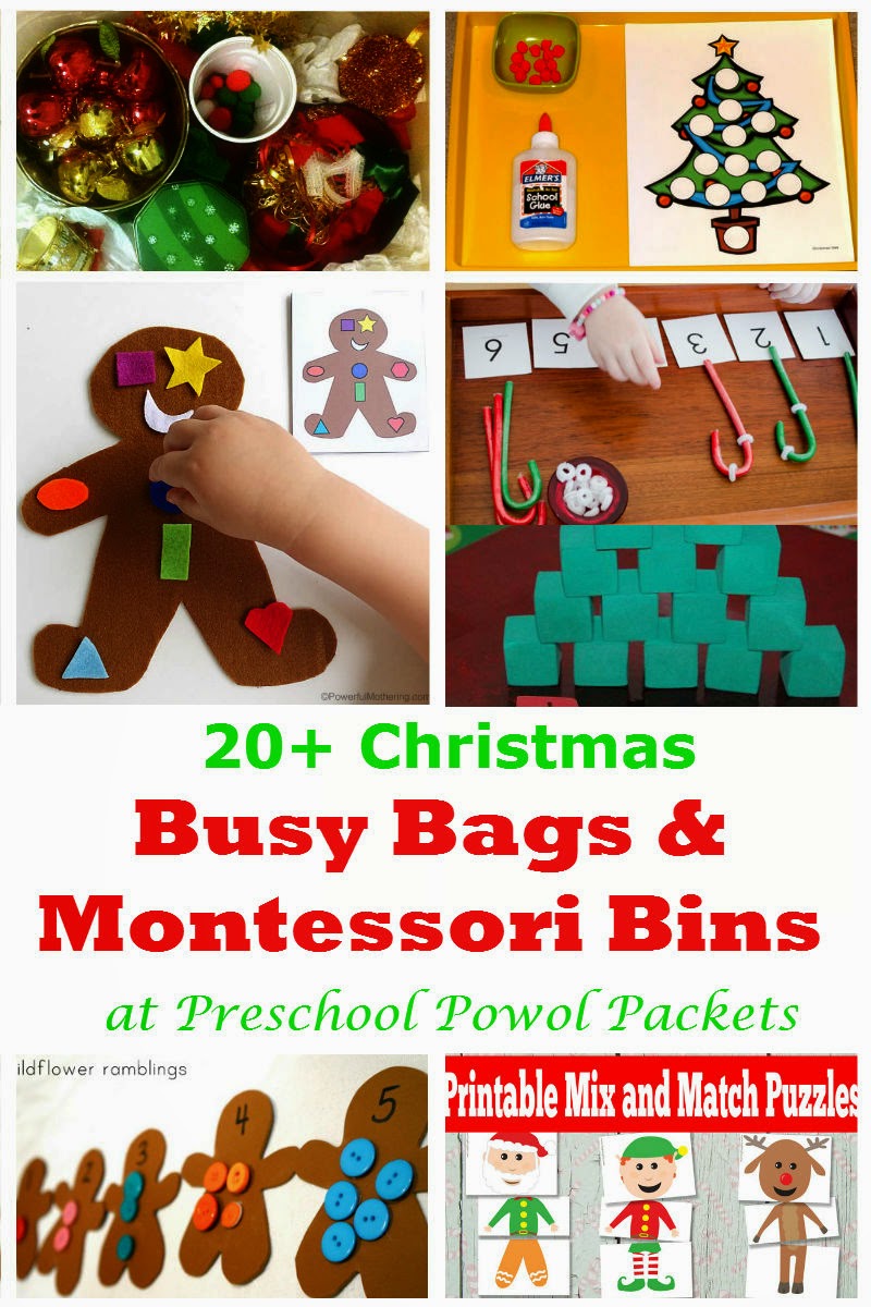20+ Christmas Busy Bags & Montessori Bins Preschool Powol Packets