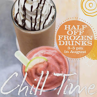 half off frozen drinks at panera bread in august