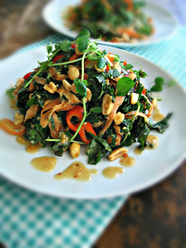 sweetsugarbean Kickin' It Kale Slaw with Peanut Dressing