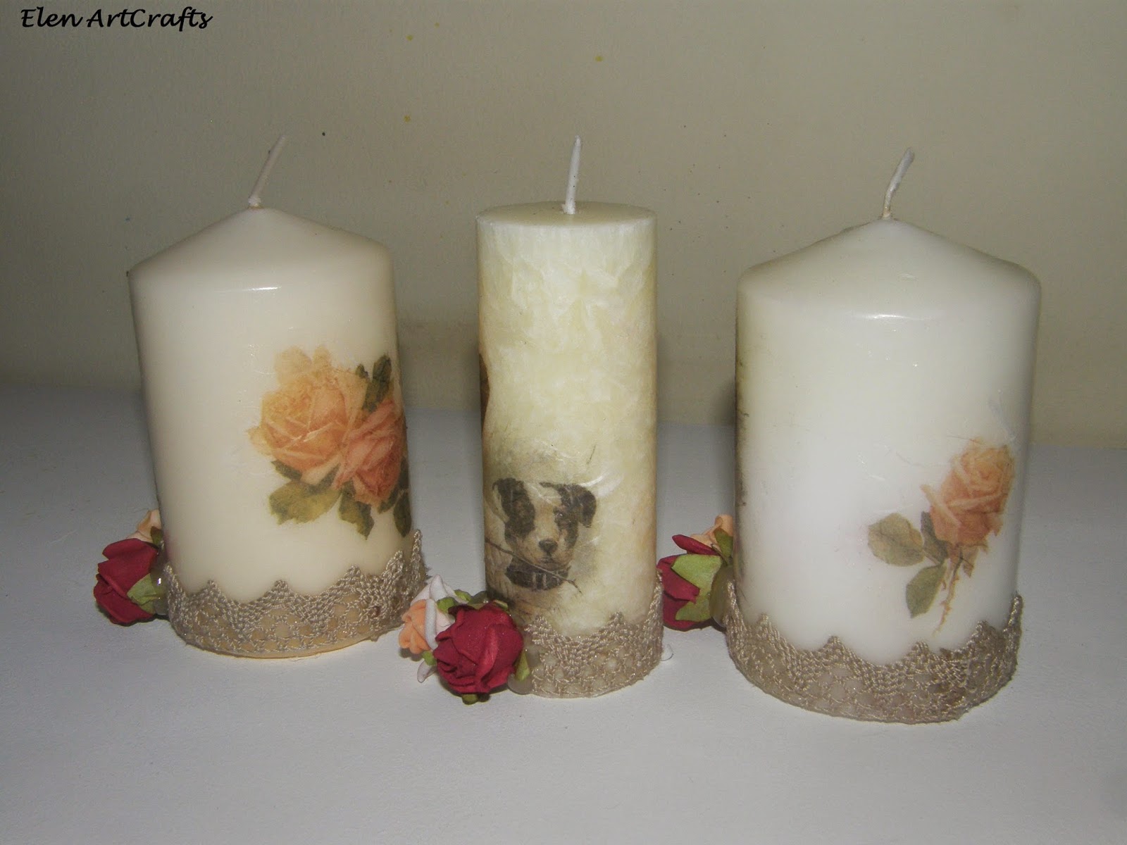 Elen ArtCrafts Decoupage σε κεριά/Decoupage candles