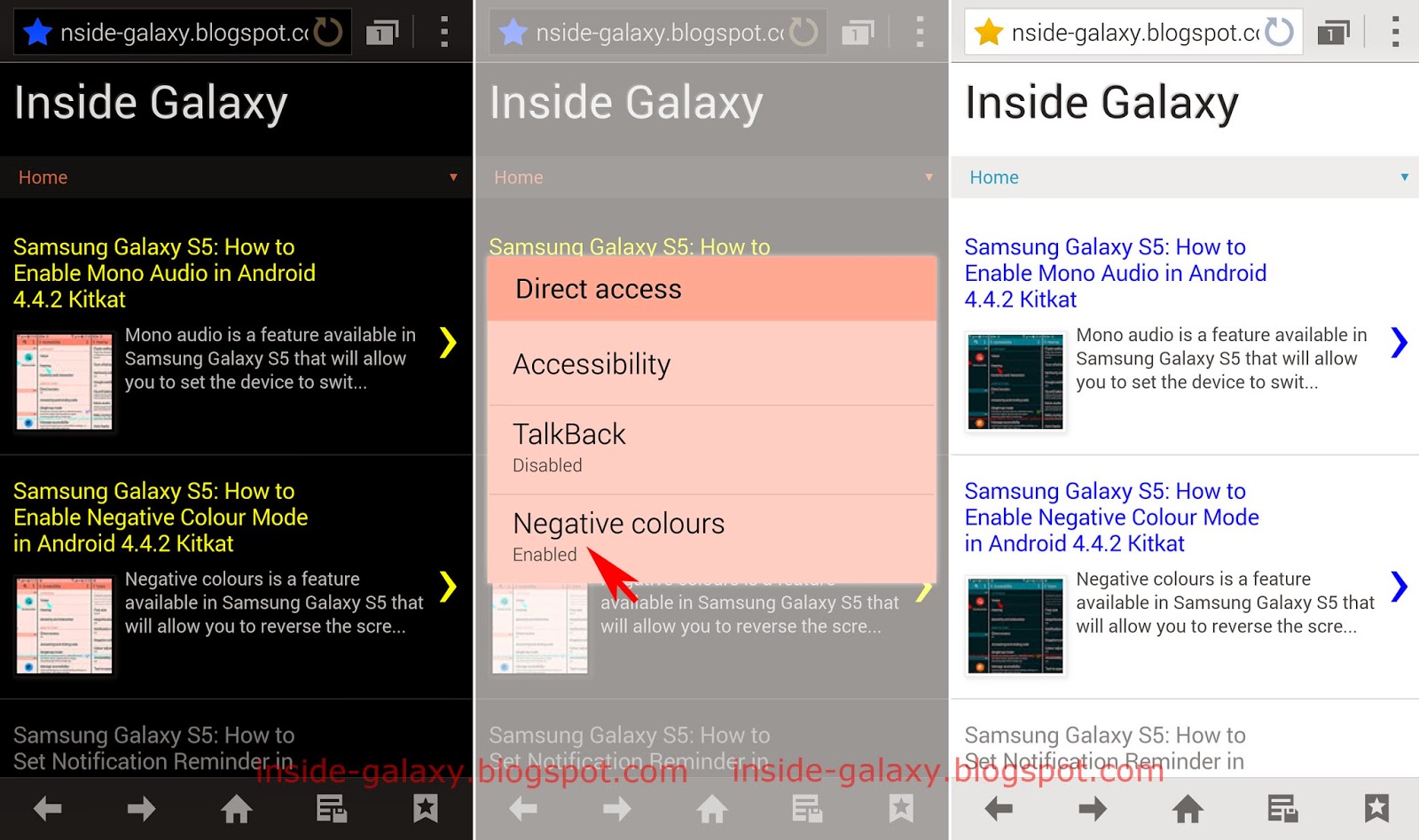 Inside Galaxy Samsung Galaxy S5 How to Fix Screen Colour Looks Like a Negative Film in Android