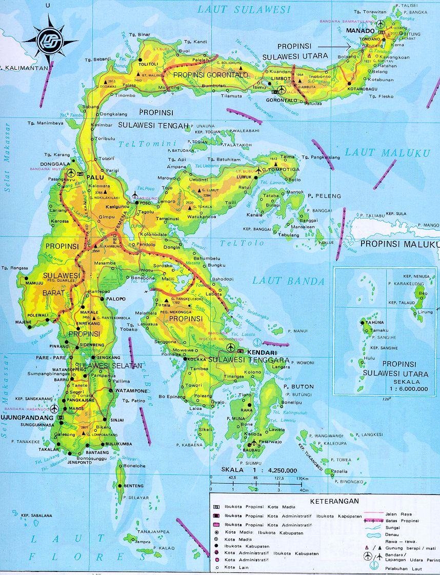 Peta Kota Pulau Sulawesi Peta Kota Pulau Sulawesi