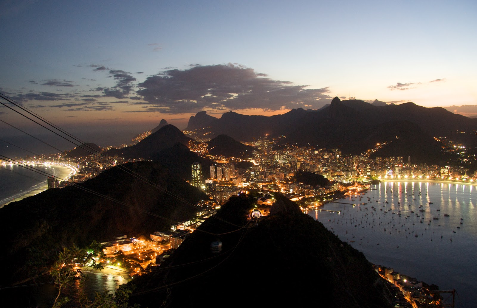 World Most Popular Places Rio de Janeiro Beach Brazil at Night