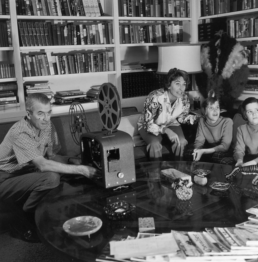 James Stewart, wife Gloria & Daughters Judy and Kelly at home