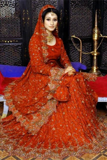 red and orange bridal sharara