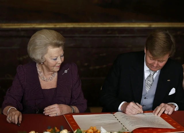 Crown Prince Willem-Alexander and his wife Crown Princess Maxima attend the meeting at the Royal Palace in Amsterdam 