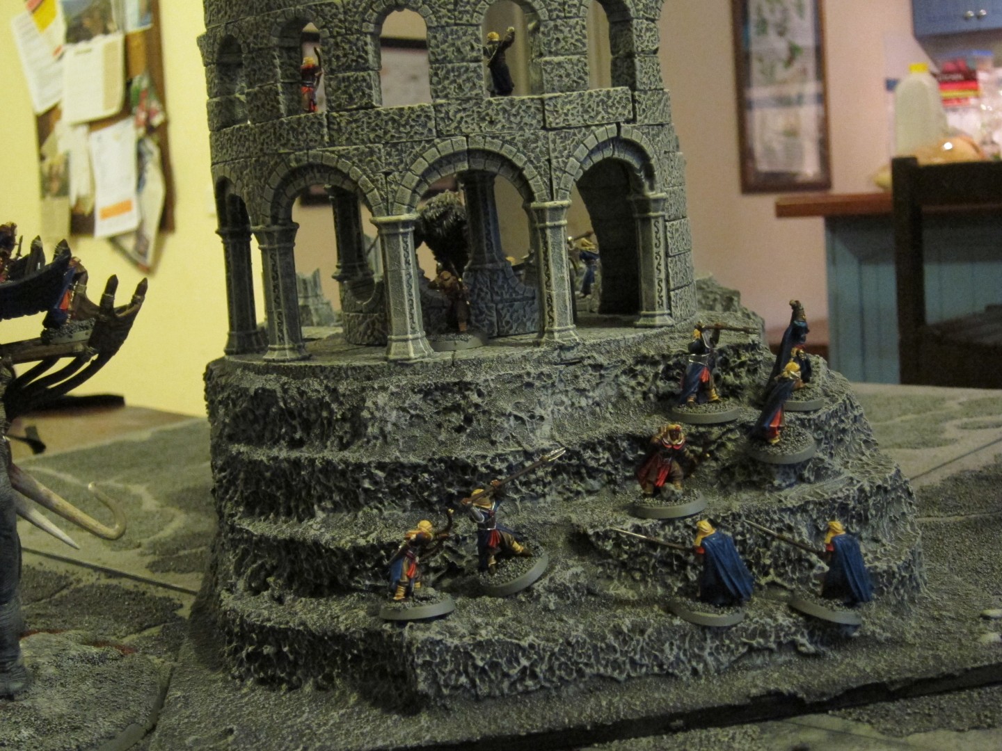 Middle Earth Strategy Battle Game and Warhammer 40k Ruins on full realm of battle board with