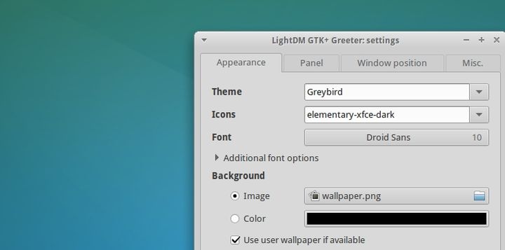 LightDM GTK+ Greeter Settings