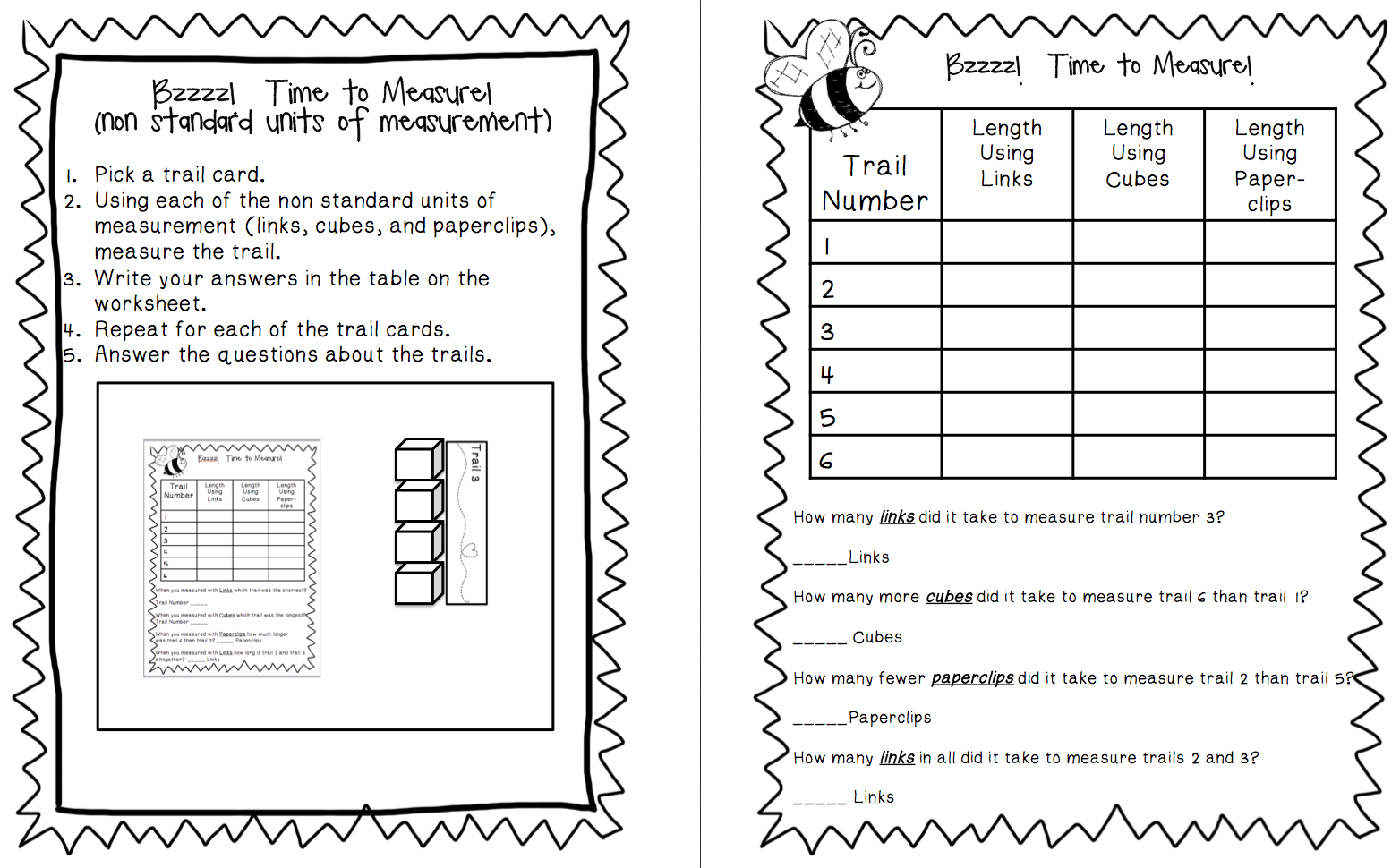 Worksheets Non Standard Measurement Worksheets first grade buddies manic monday 4 22 13 and a new product to measure links cubes paperclips non standard units of measurement this way you can pick the version that best fits your