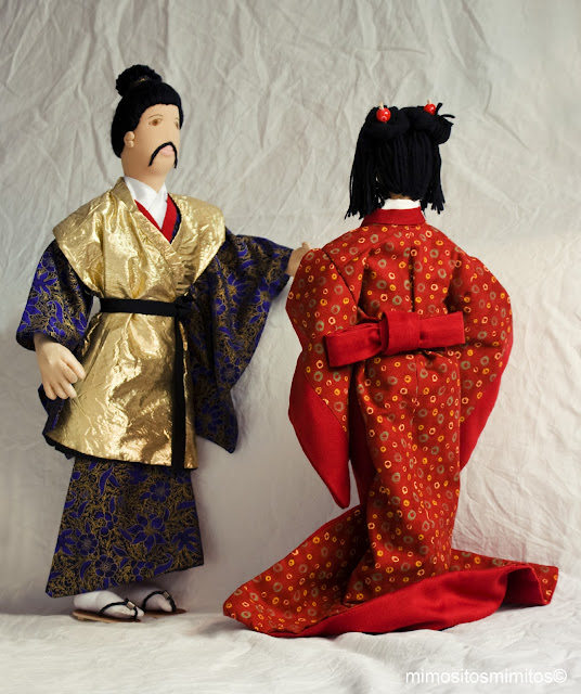 pareja de samurái y geisha del antiguo Japón