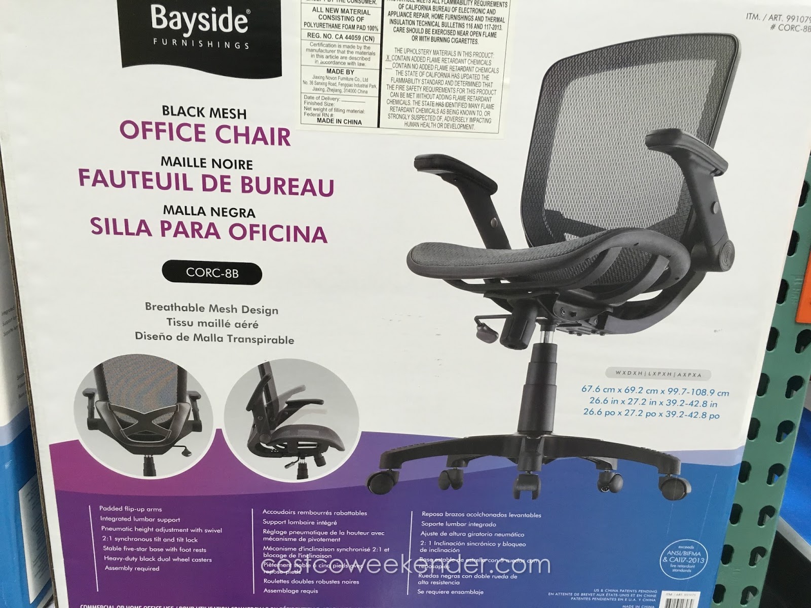 Bayside Furnishings Corc 8b Metrex Ii Black Mesh Office Chair