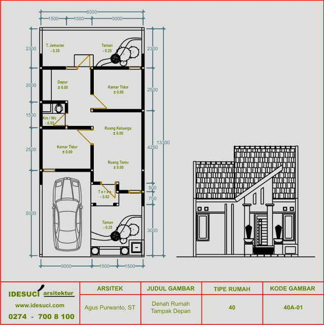 Lihat Contoh Rumah Minimalis Tampak Depan Desain Gambar Type 40 di