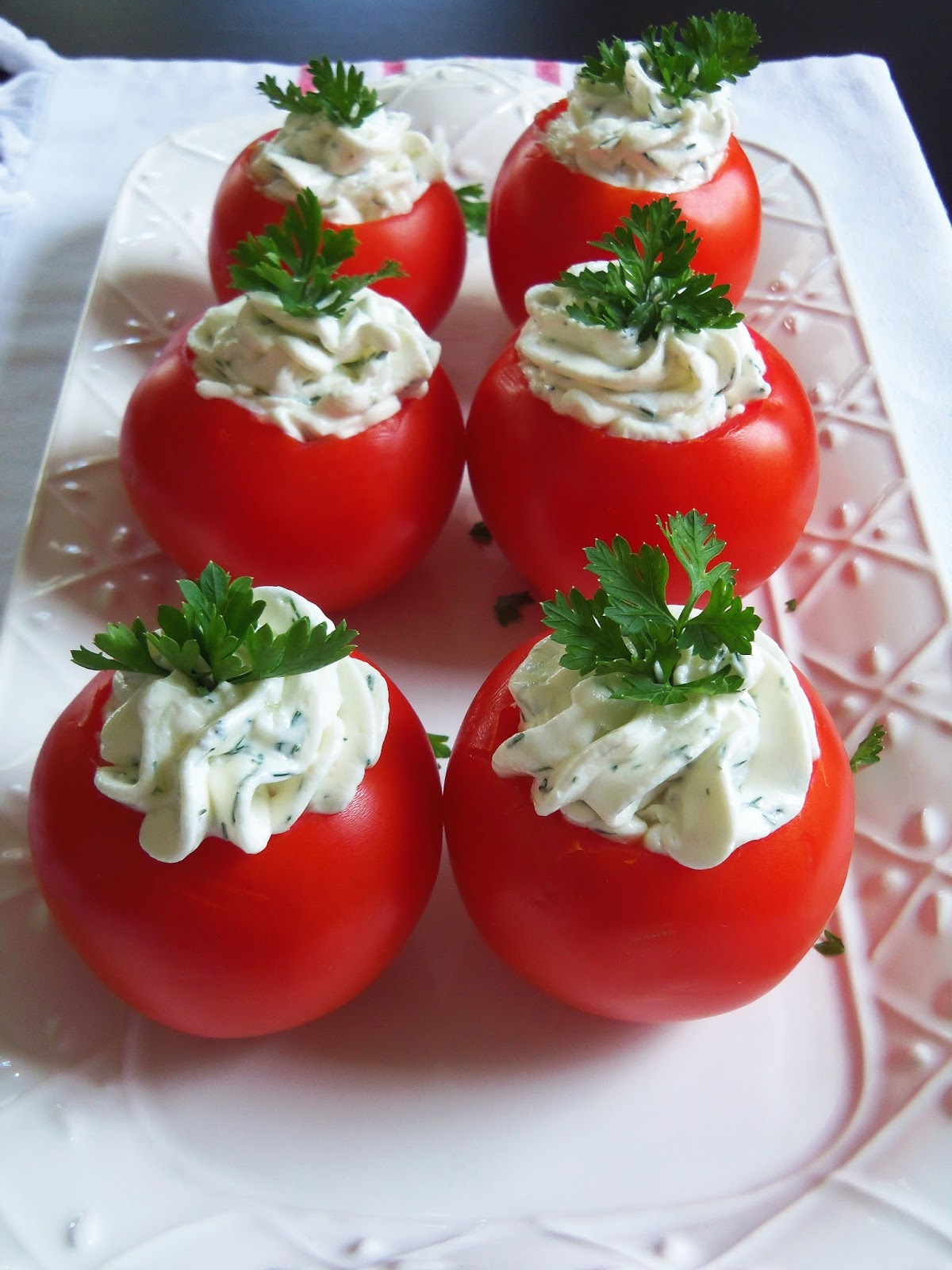 Simply Romanesco Goat Cheese Stuffed Tomatoes
