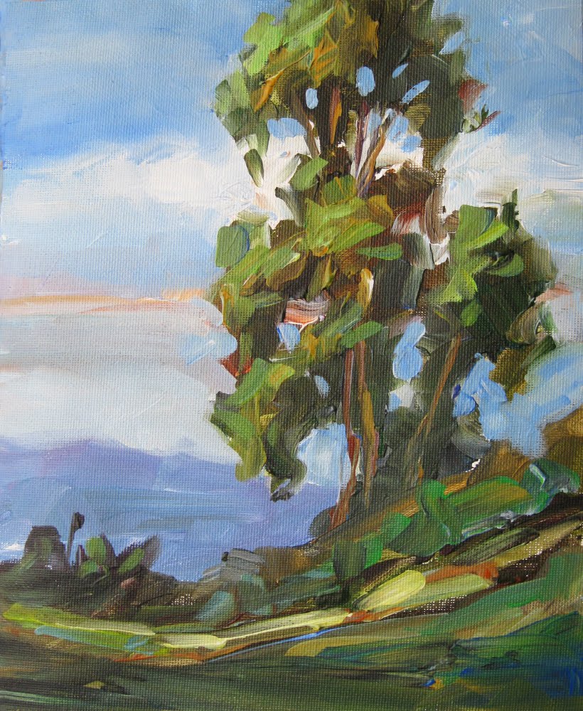 TOM BROWN FINE ART ONE DOLLAR AUCTION MOUNTAINS, TREES, 8x10 INCH