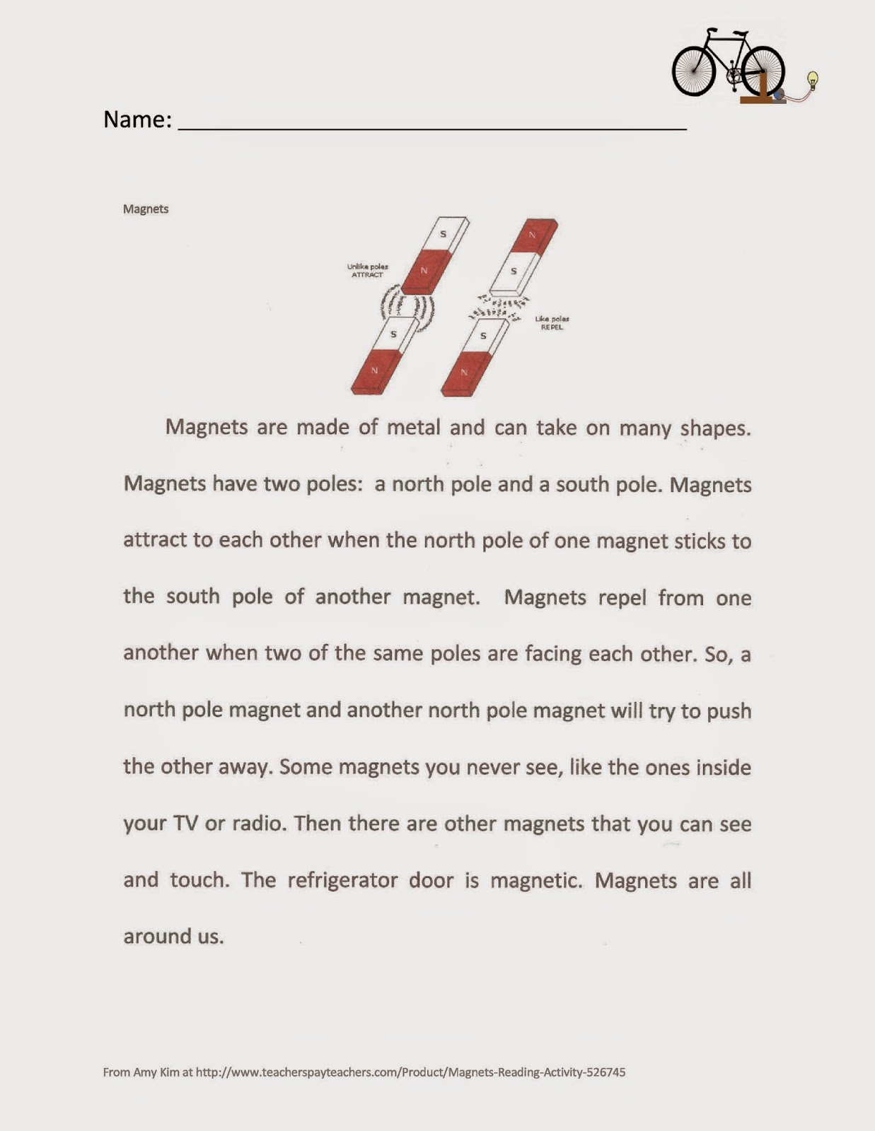 worksheet Magnets Worksheet magnet worksheets chalk talk blog free resources for teaching homework we have a worksheet about magnetism from amy kim at tpt