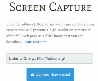 Screenshot: Aplicación para capturar la imagen completa de una página web
