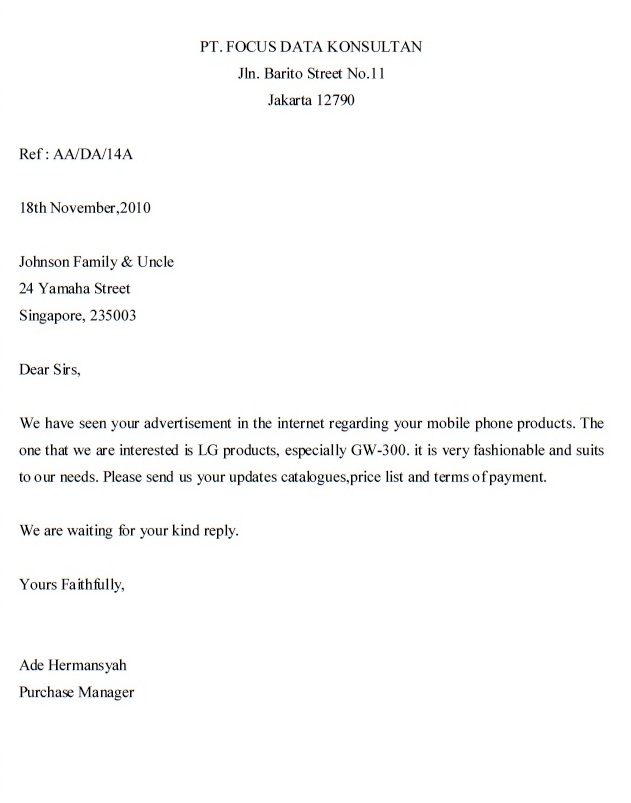 inquiry letter blog of agung ashartanto inquiry cover letter