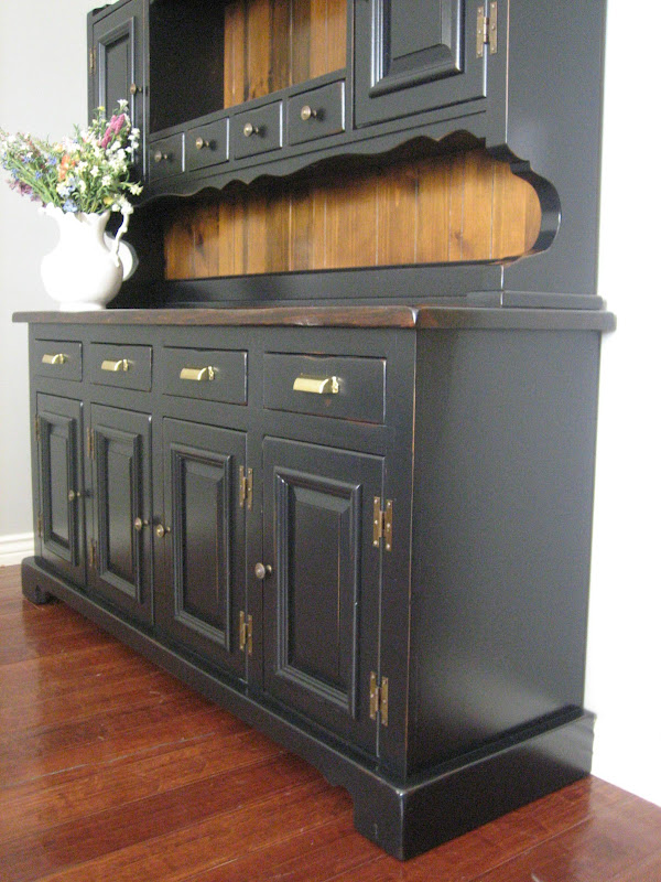 European Paint Finishes Black Farmhouse Hutch