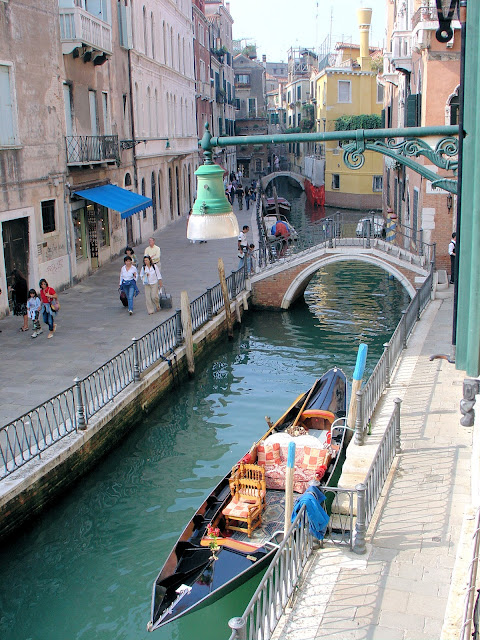 Looking out from our balcony at the Palazzo Priuli on Fondamenta de l'Osmarin in the Costello neightborhood of Venice.