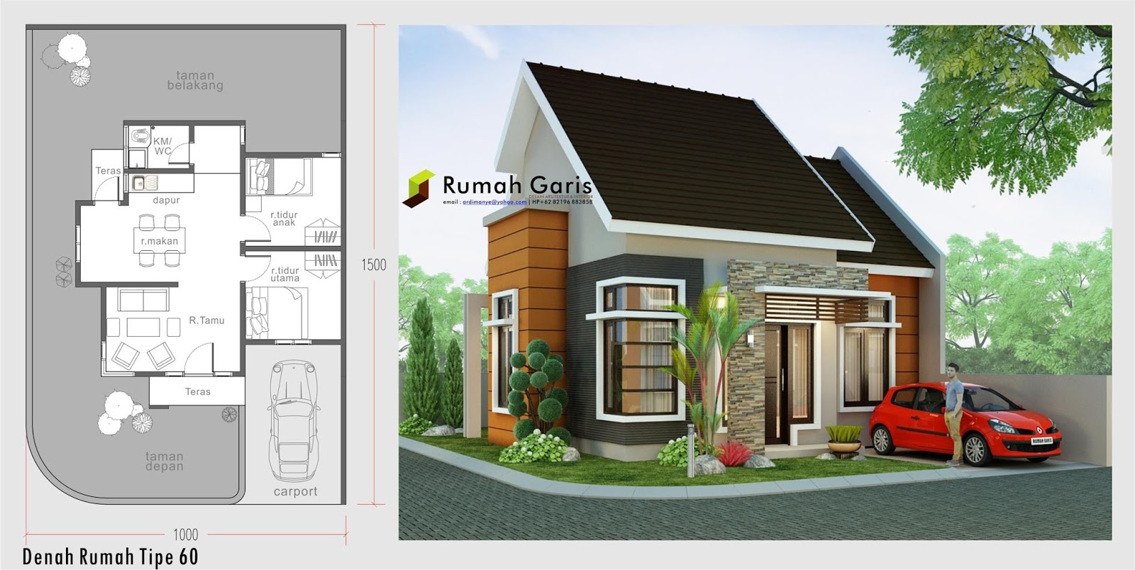 gambar denah dan tampak rumah minimalis