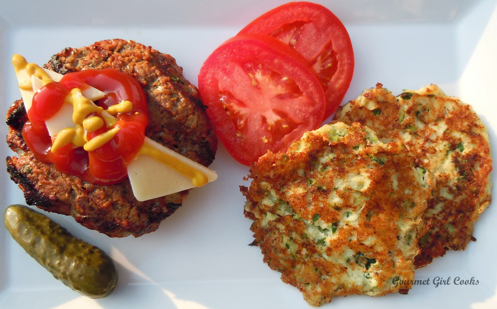 Gourmet Girl Cooks Grilled "Meatloaf" Burgers & Zucchini Cheddar Patties