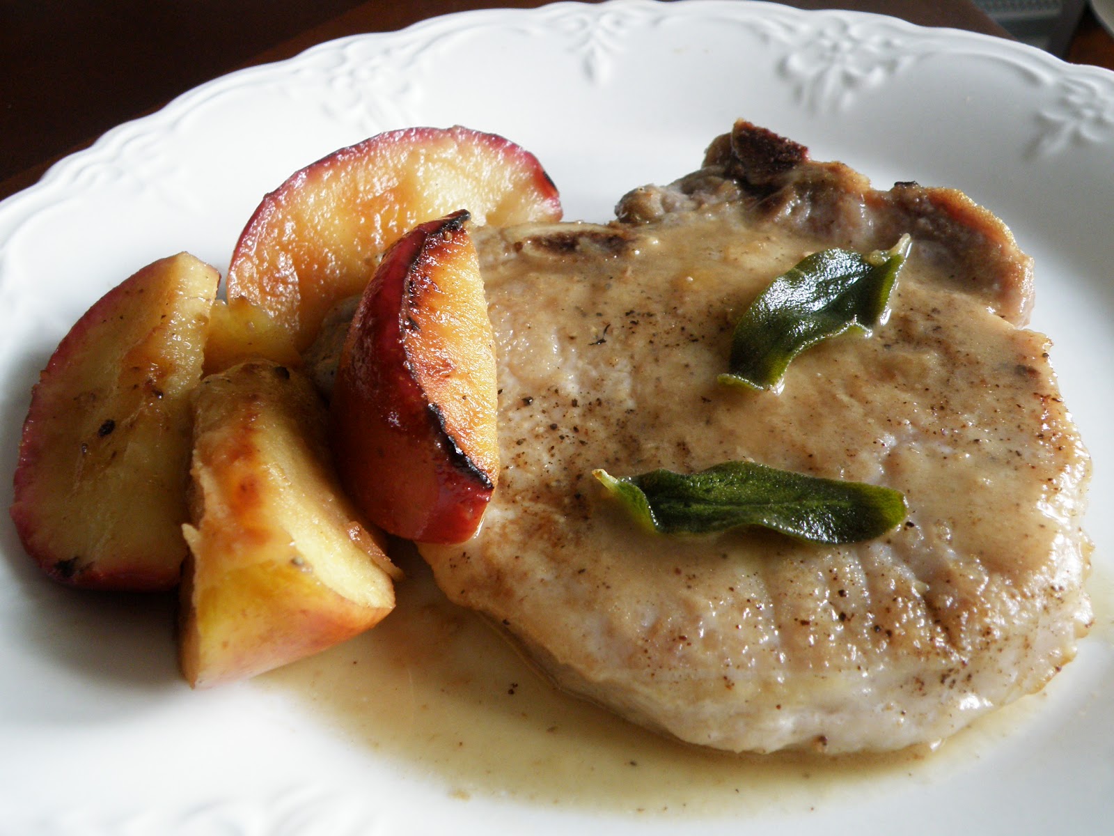 Kim's Concoctions Pan Seared Pork Chops with Apples and Sage