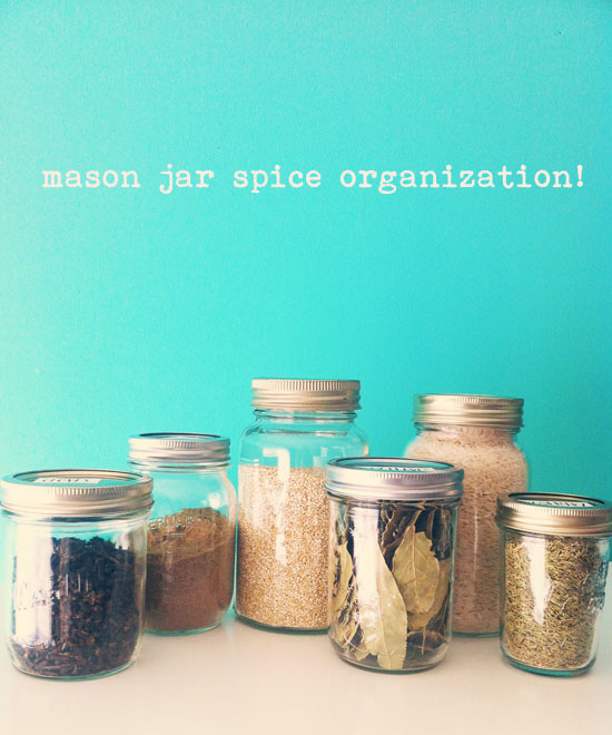 Oh So Lovely Vintage Organization idea Mason jar spices.